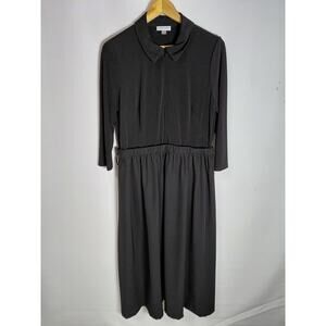 Calvin Klein Black Collared Dress Solid 3/4 Sleeve Size 14-See Measurements